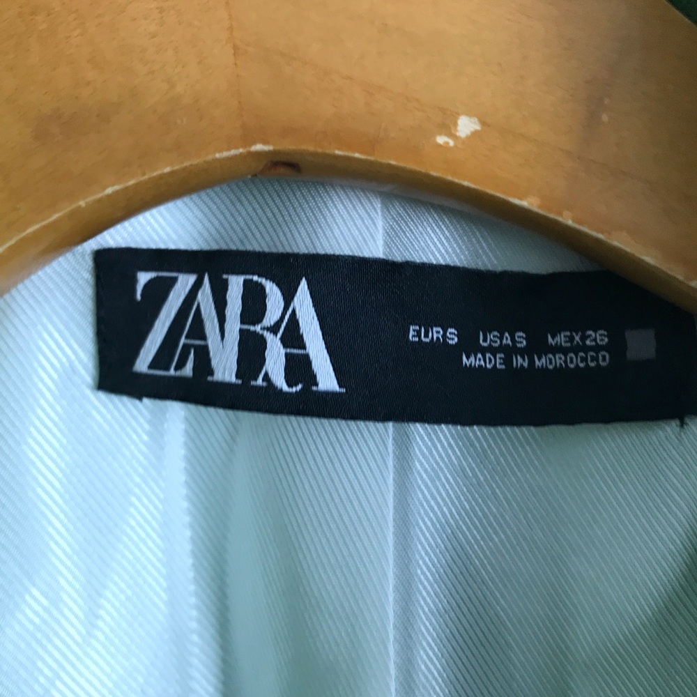 ZARA 100% LINEN SAFARI BLAZER JACKET LIME GREEN BUTTON WOMEMS SMALL - Picture 4 of 10